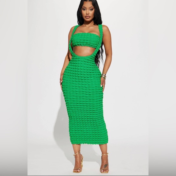 NWT Cali Bubble Midi Dress Set ,Kelly Green medium - Picture 5 of 8